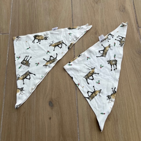 Burt's Bees 2 Piece Northern Reindeer Organic Cotton Pet Bandanas in Cardinal - Picture 2 of 7